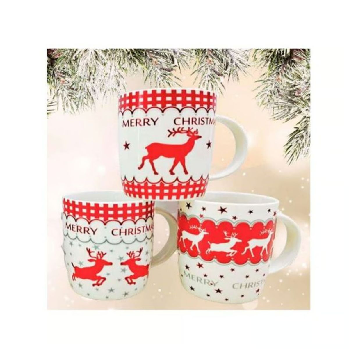 GENERICO - PACK DE 4 Taza De Navidad Cerámica