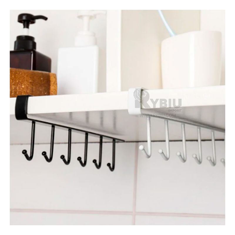 GENERICO - Soporte Multifuncion con Ganchos para Tazas de Color Blanco