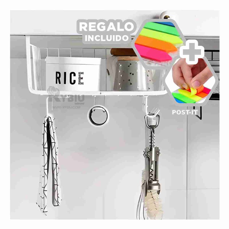 GENERICO - Cesta Metalica Multiusos de Color Blanco Y+Post-it Adhesivos