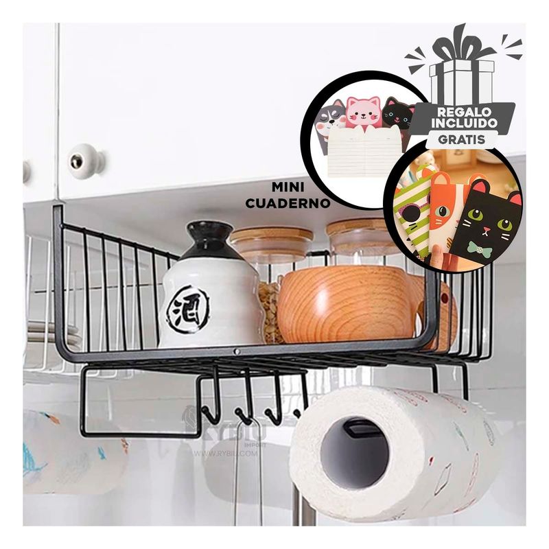 GENERICO - Cesta Suspendida Multiuso de Color Negro Y+Regalo Agendita