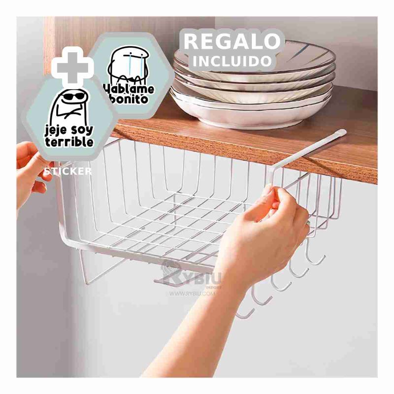 GENERICO - Cesta Colgante de Armario de Color Blanco Y+Regalo Stickers