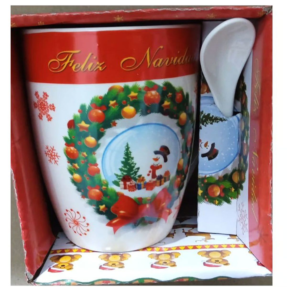 GENERICO - Taza De Navidad Cerámica Con Cucharita - UNIDAD