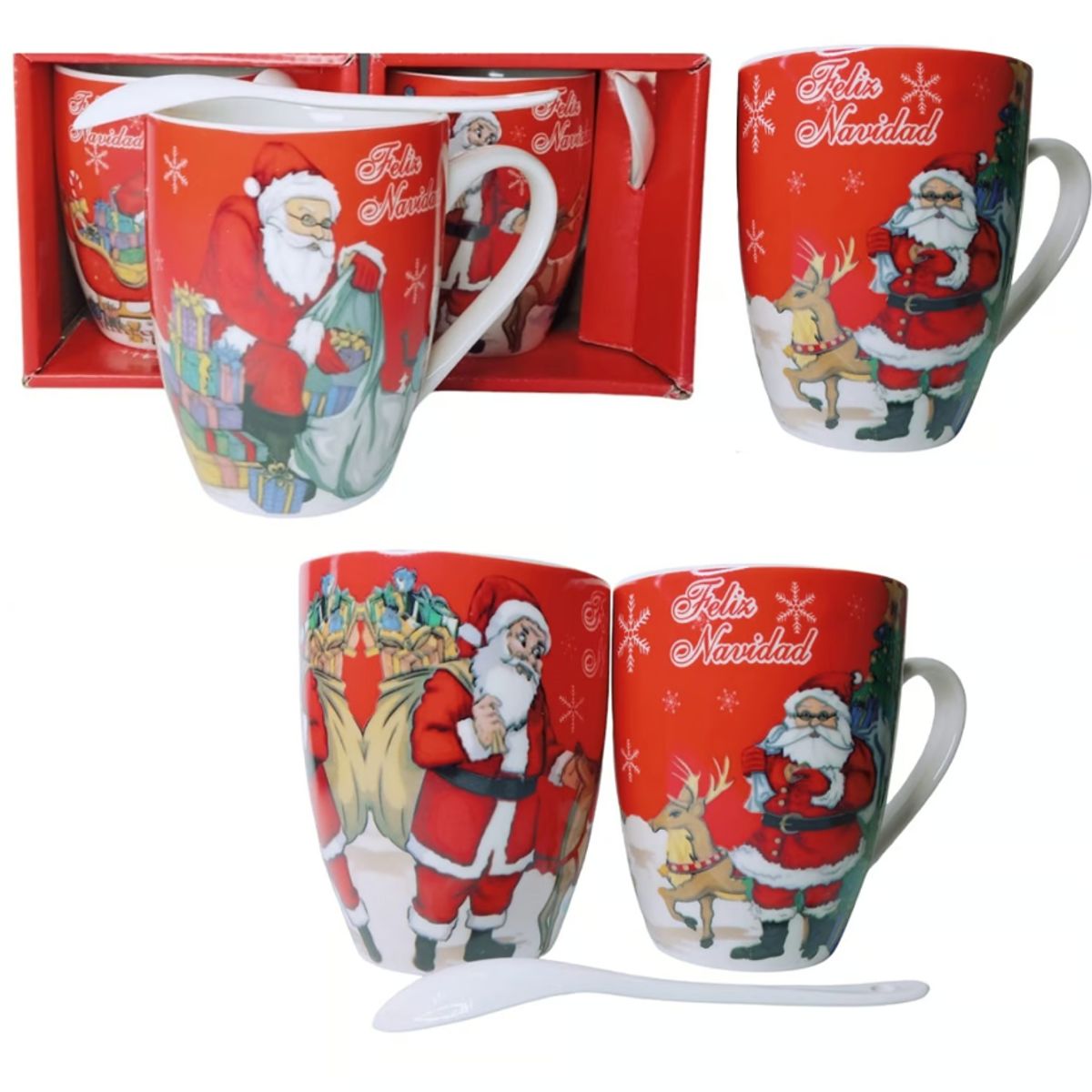 GENERICO - Taza con cucharita navideñas 300ml sublimadas - UNIDAD