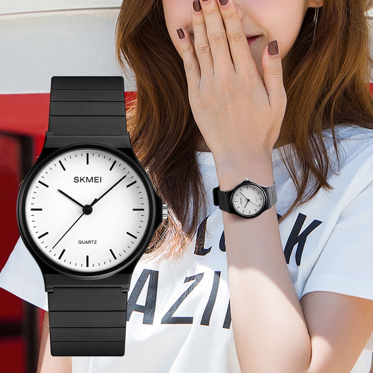 SKMEI - RELOJ SKMEI 1419 Negro CORREA Silicona PARA MUJER_.