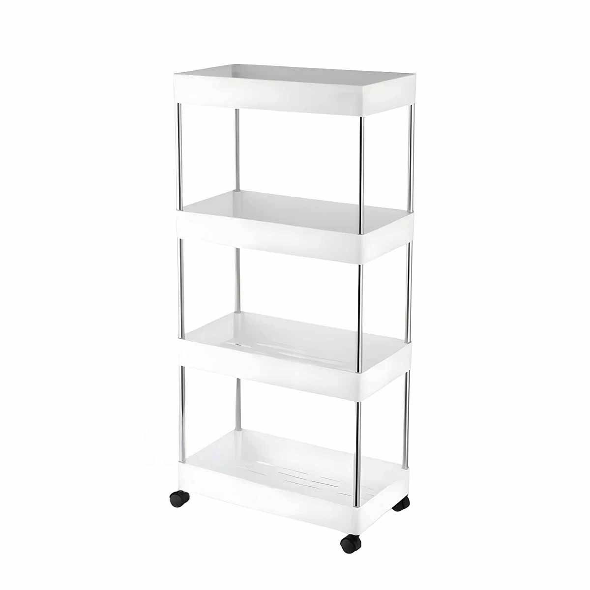 GENERICO - Carrito con Ruedas de 4 Niveles Blanco Y+Papel de Regalo