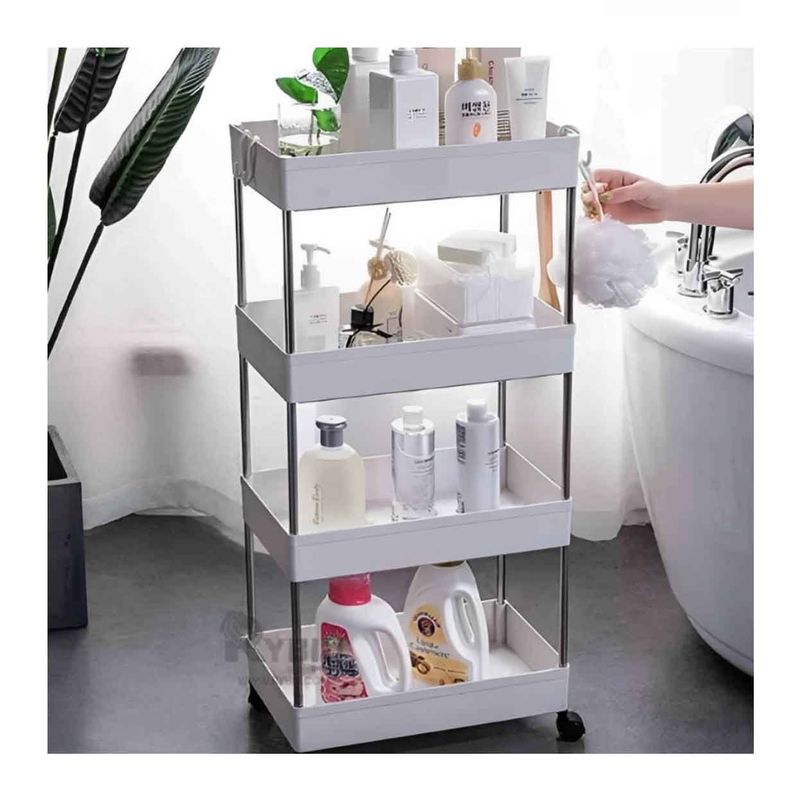 GENERICO - Carrito Organizador de 4 Niveles en Blanco Y+Regalo Agendita