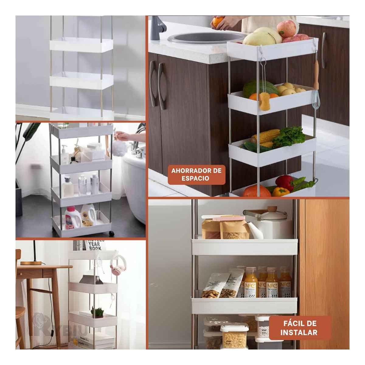 GENERICO - Estante Movil con Ruedas Tono Blanco Y+Envoltorio de Regalo