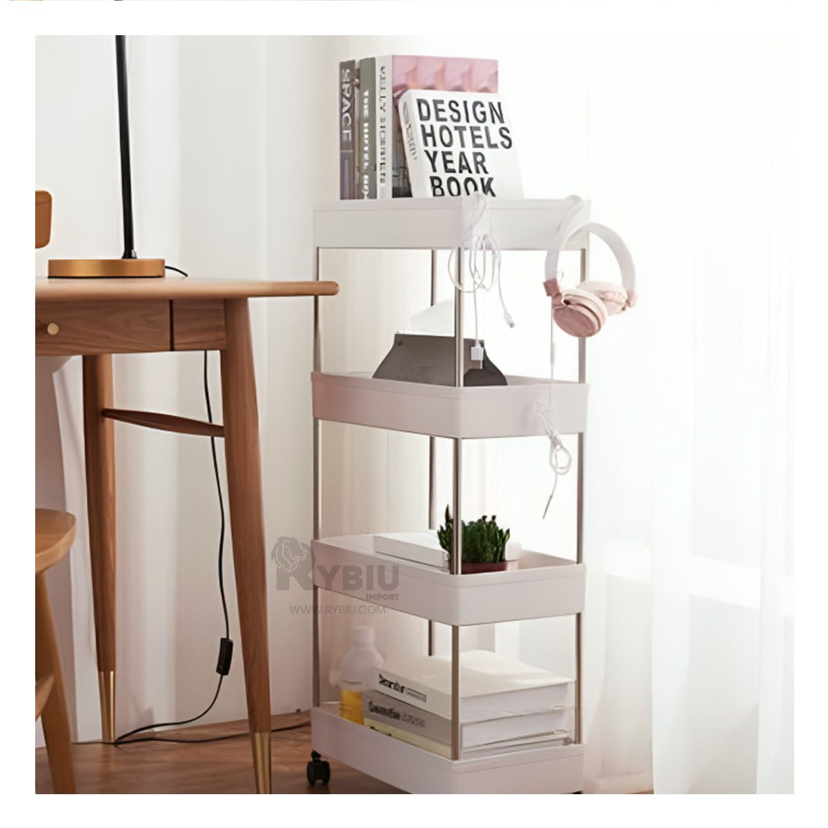 GENERICO - Estante Portatil de 4 Niveles en Blanco Y+Regalo Agendita