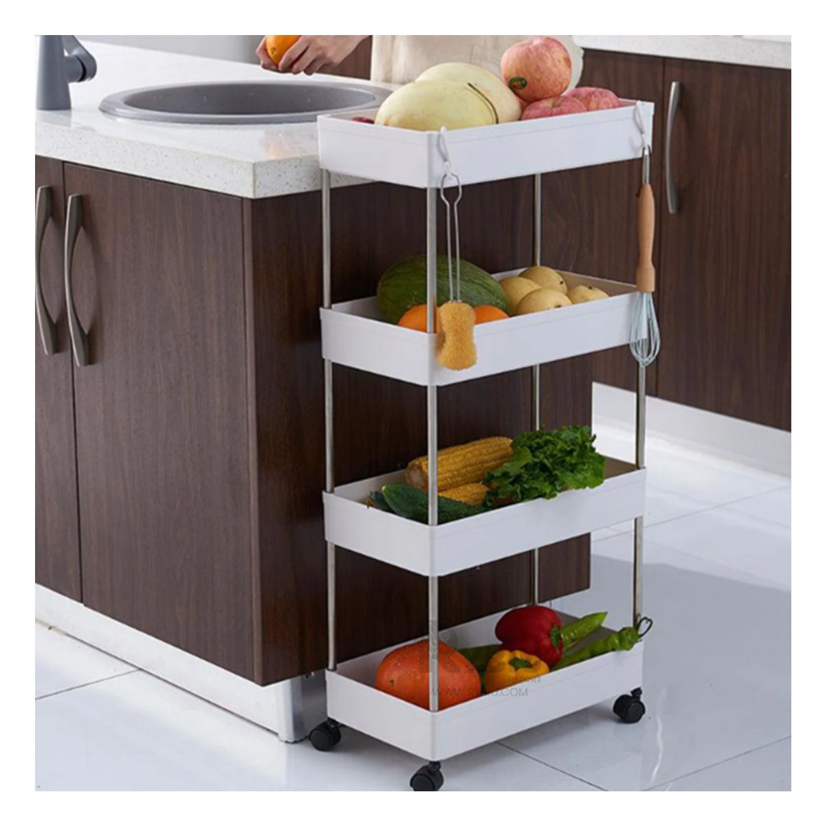 GENERICO - Estante Seguro con Ruedas para Hogar Blanco Y+Gift Stickers