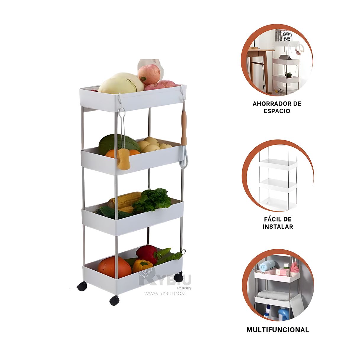 GENERICO - Organizador Funcional en Blanco Y+Regalo Ligas para Peinar