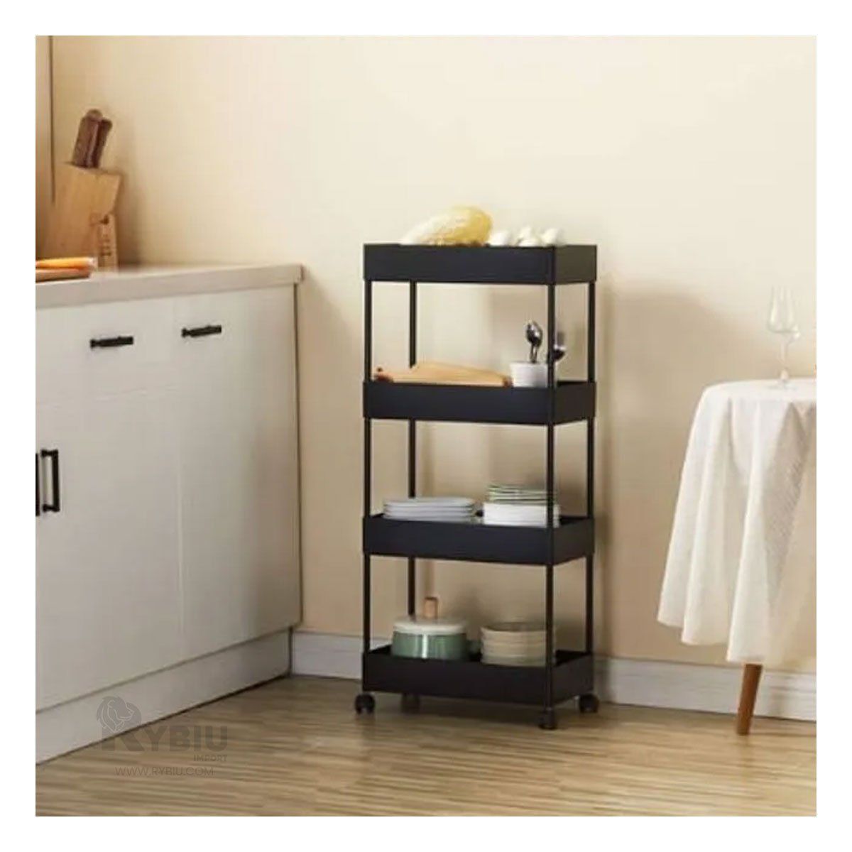 GENERICO - Carrito Atractivo para Cocina Color Negro Y+Papel de Regalo