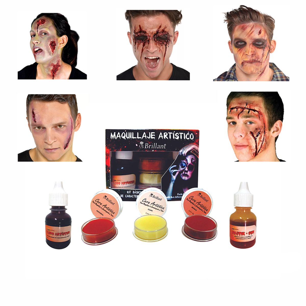 MASK COLORS - Maquillaje Halloween Caracterización set de 5 productos