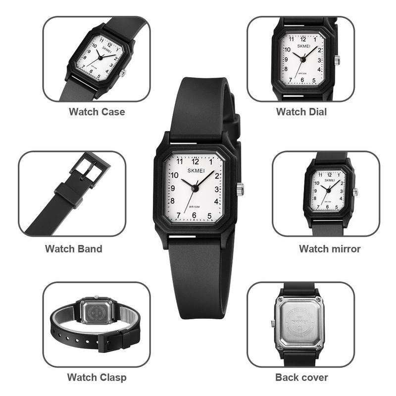 SKMEI - RELOJ SKMEI 1651 Negro NÚMEROS CORREA Silicona PARA MUJER