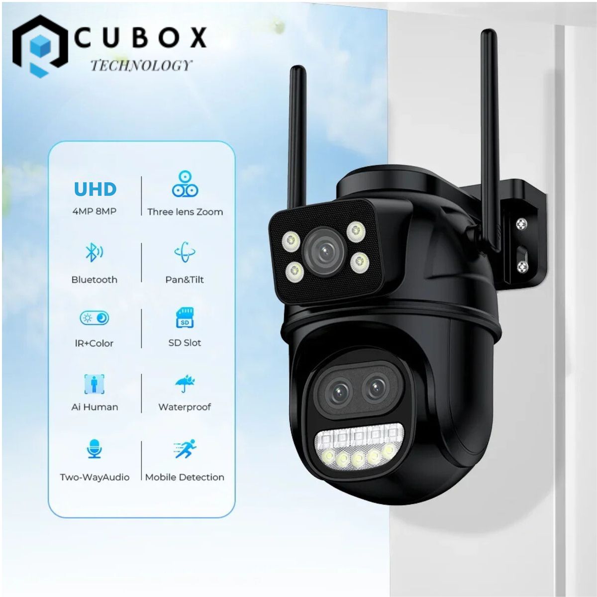 OEM - Camara de Seguridad WIFI PTZ Doble Lente 5K con Zoom Optico 50m