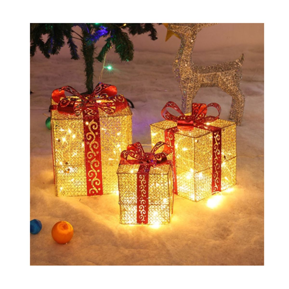 GENERICO - Set de 3 cajas de regalo adorno para navidad