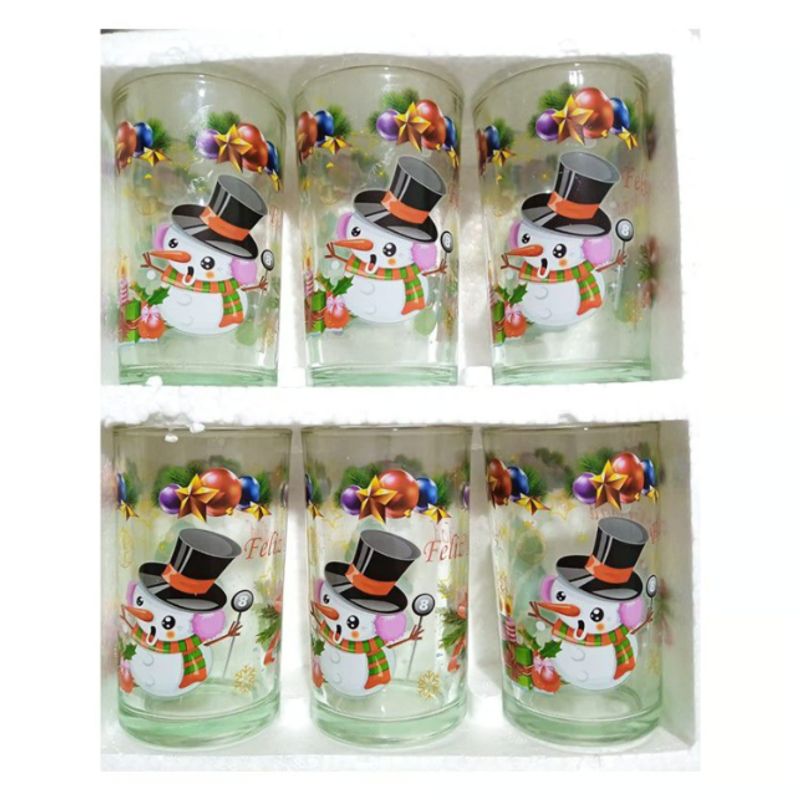 GENERICO - Vaso De Vidrio Navidad Navideño Set x 6 unid