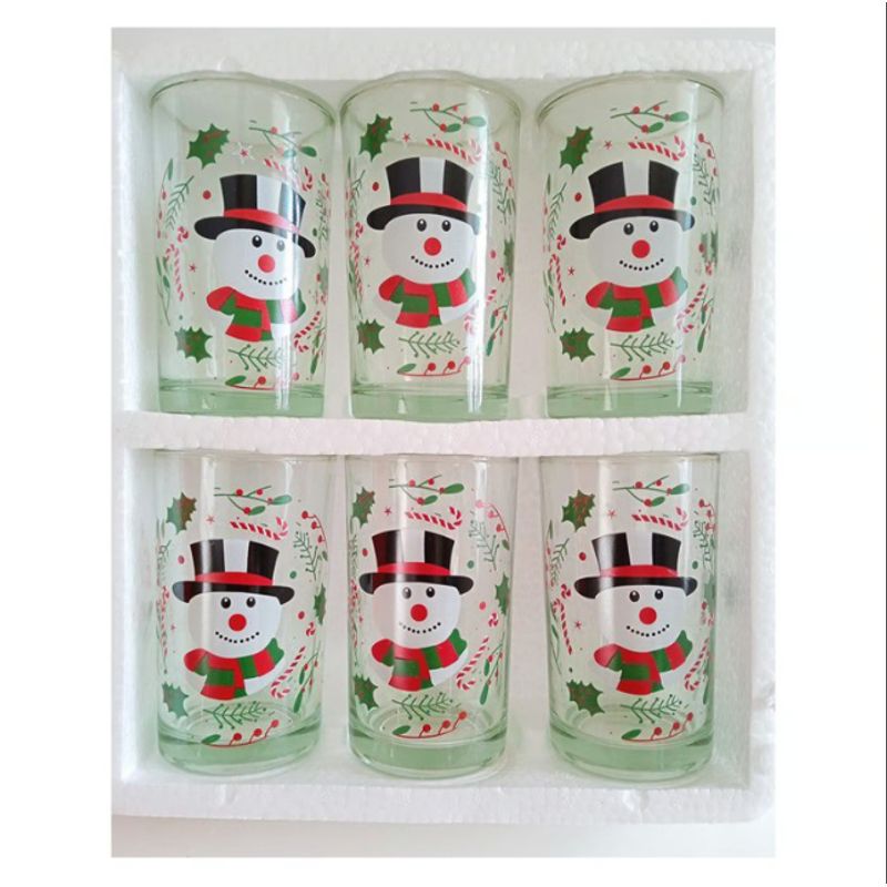 GENERICO - Vaso de Vidrio con diseño Navideño / Set x 6 unid