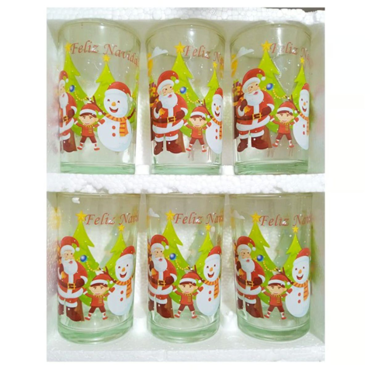 GENERICO - VASO DE VIDRIO DUENDE NAVIDEÑO Set x 6 unid