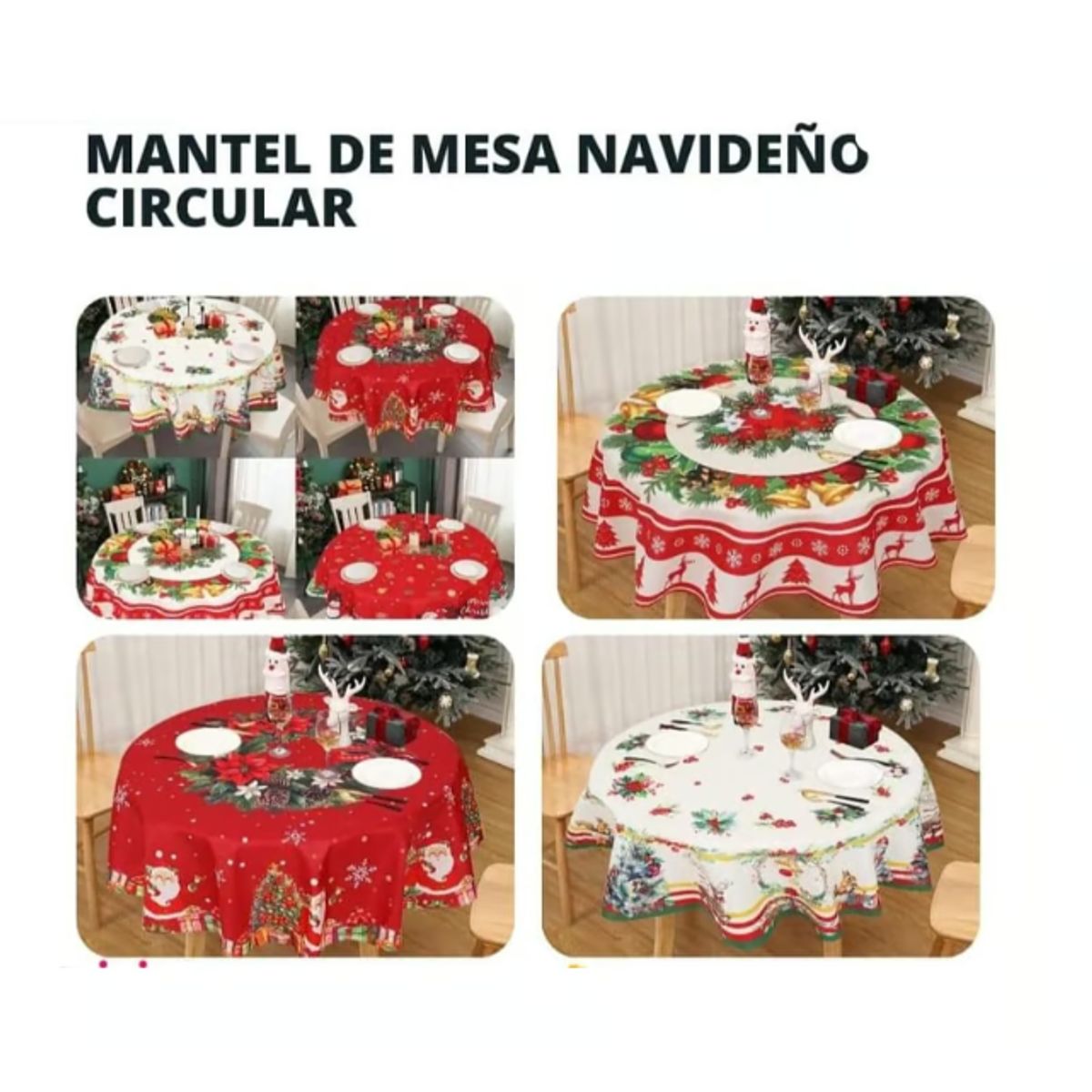 GENERICO - MANTEL DE MESA REDONDO  NAVIDAD