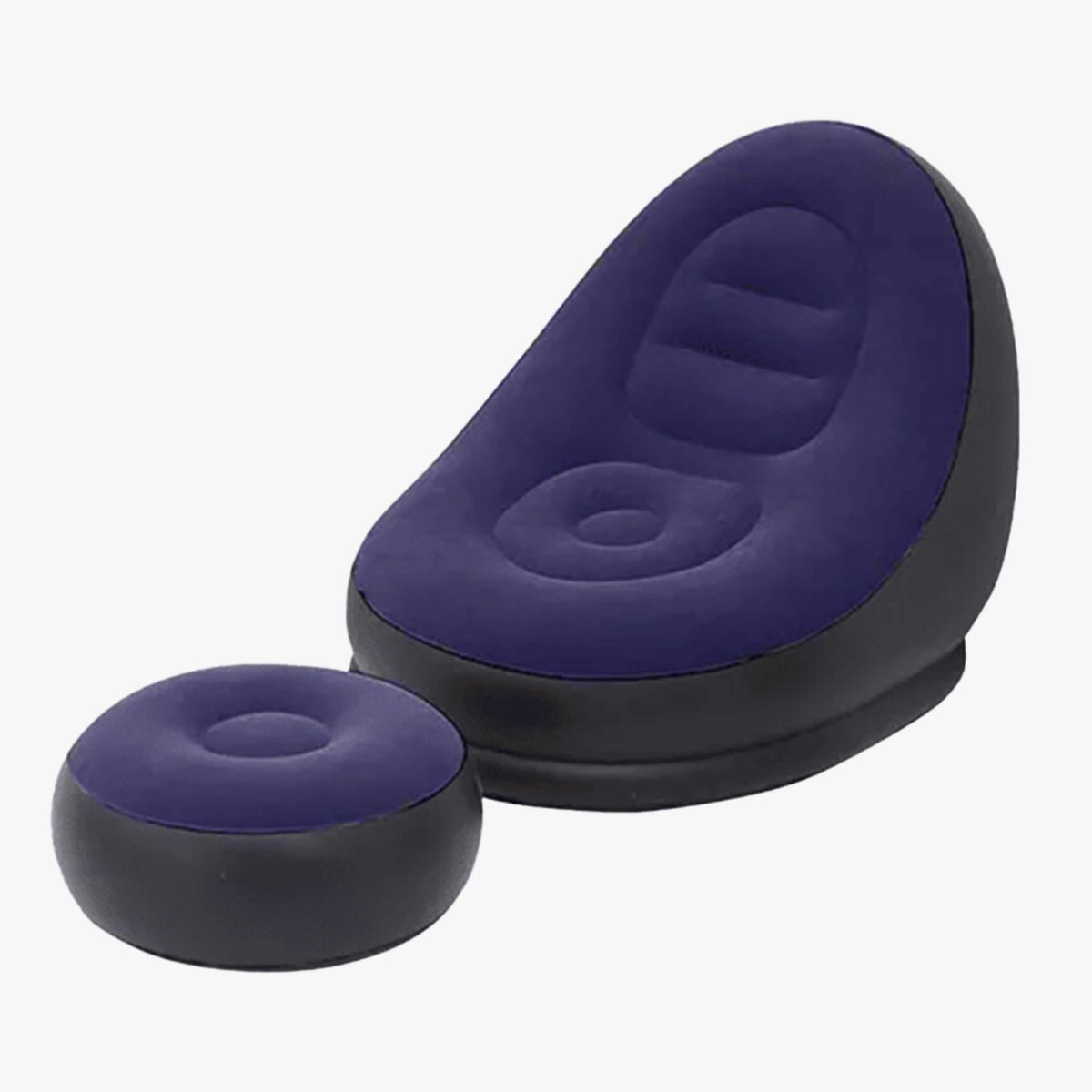 GENERICO - Sofá Inflable con Posapies Oficina Hogar + inflador AZUL CON NEGRO