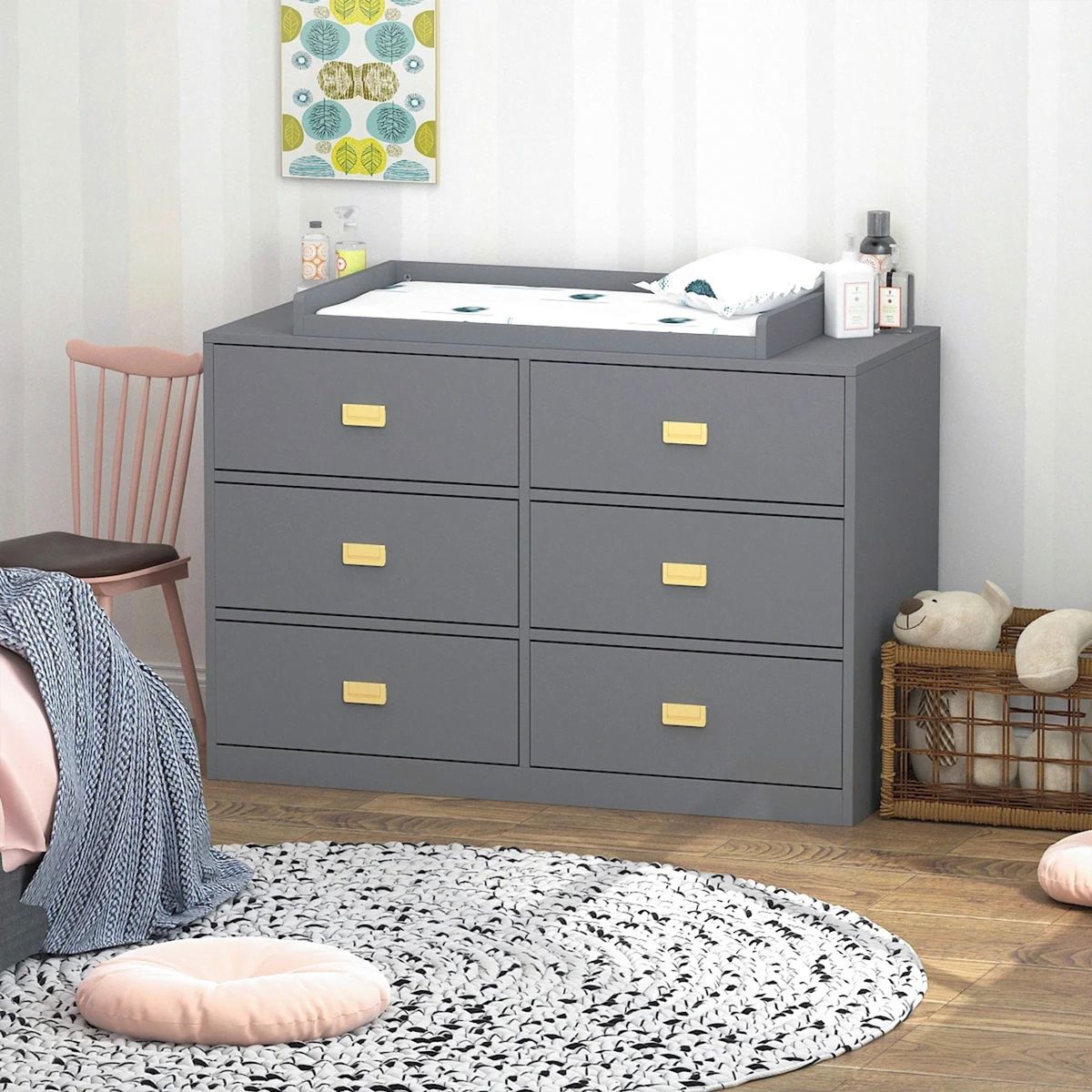 DIBA MUEBLES - Cómoda Cambiador Multifuncional Bebe Isabel Gris DIBA Muebles