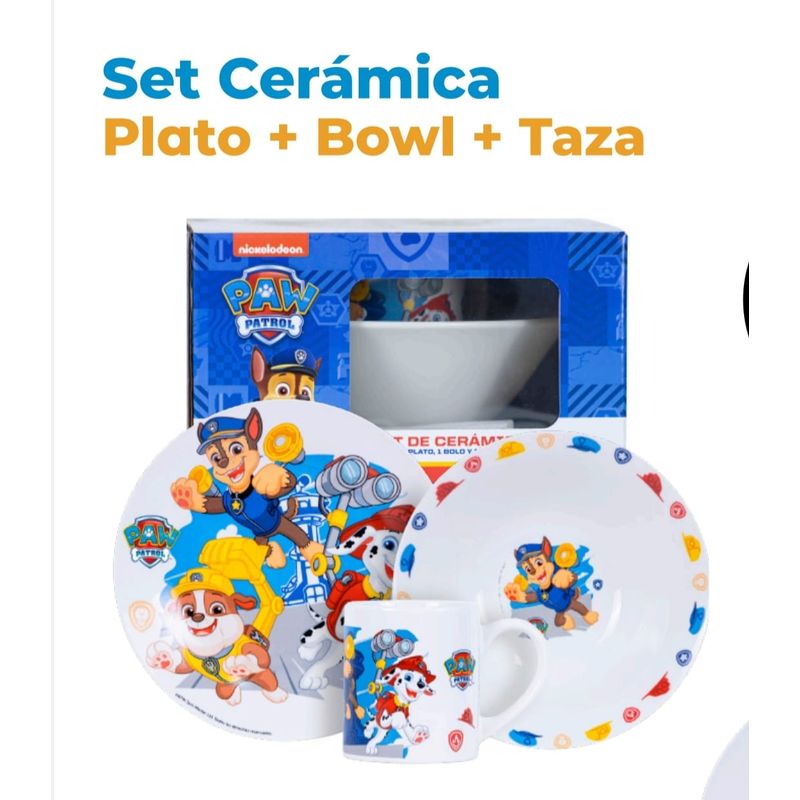 SCOOL - SET DE CERAMICA 3 PIEZAS SCOOL BOWL PLATO Y TAZA