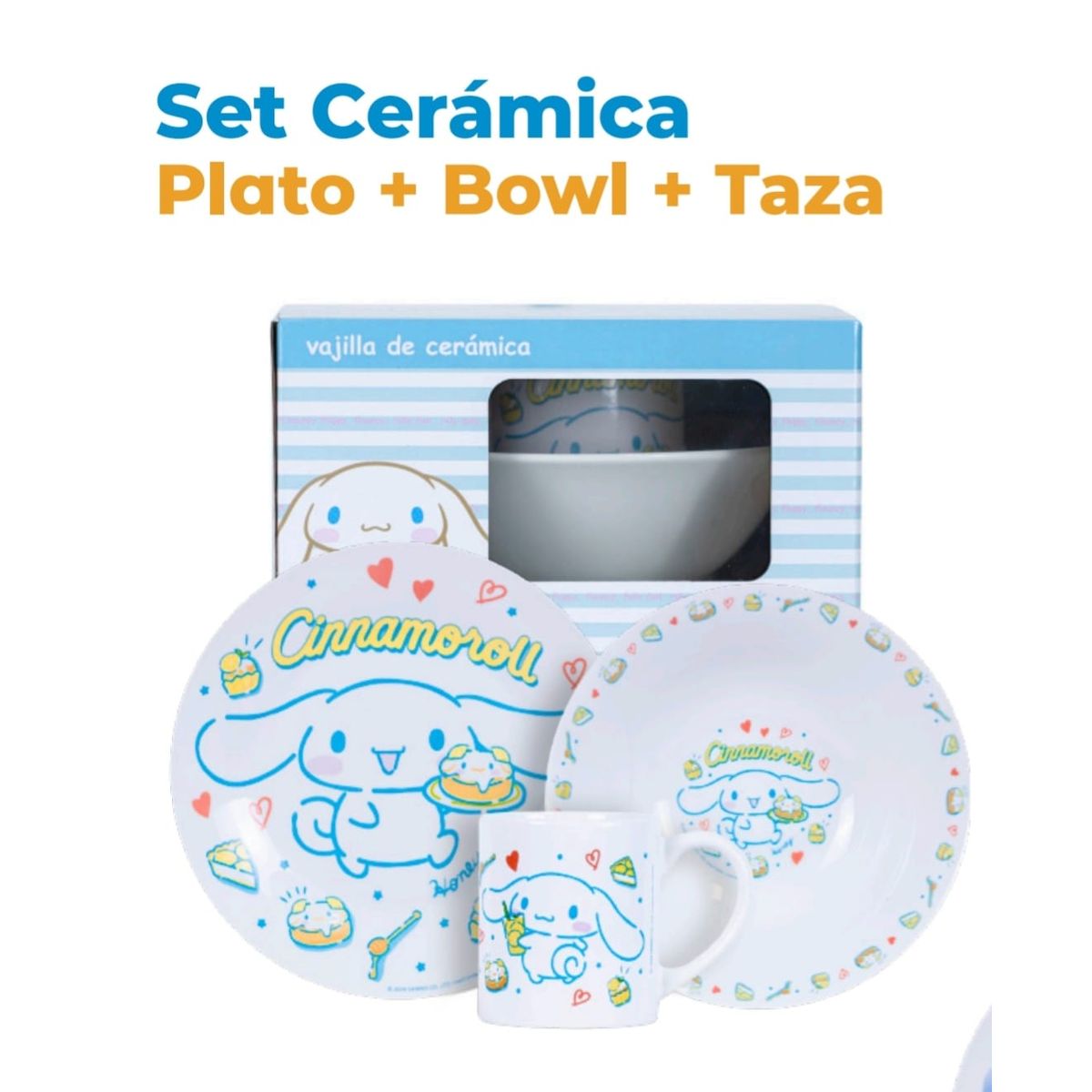 SCOOL - SET DE CERAMICA 3 PIEZAS SCOOL BOWL PLATO Y TAZA