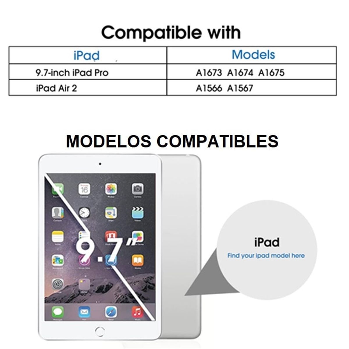 GENERICO - Smart Cover + Lapiz Optico para iPad Pro 9.7 A1673 A1674 Porta Pencil