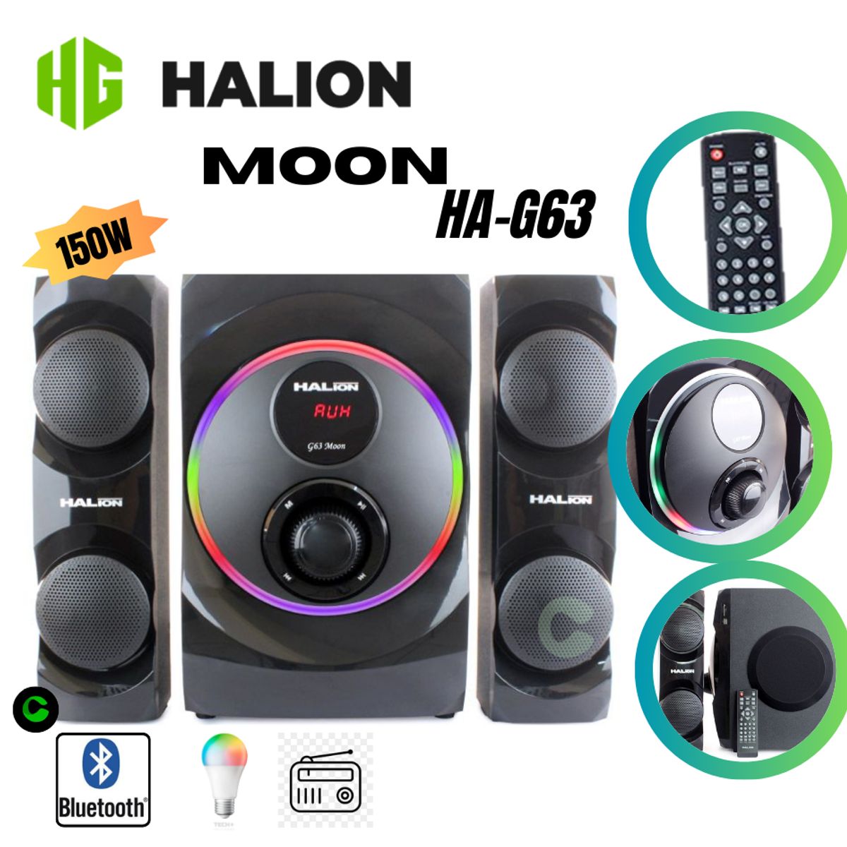 HALION - PARLANTE 2.1 HALION MOON HA-G63 150W