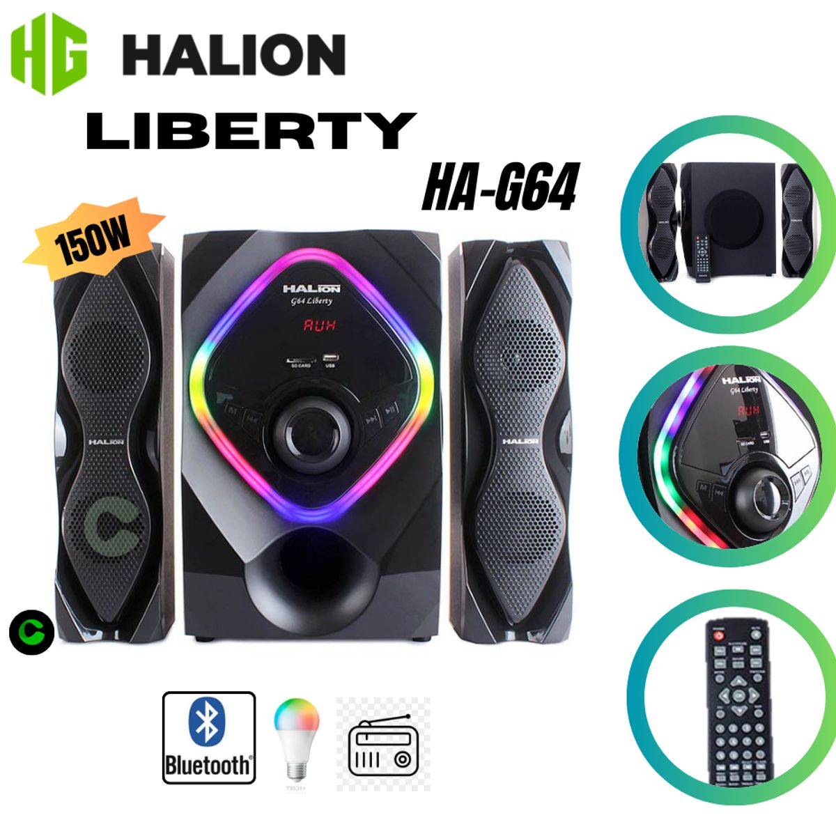 HALION - PARLANTES 2.1 HALION HA-G64 LIBERTY 150W