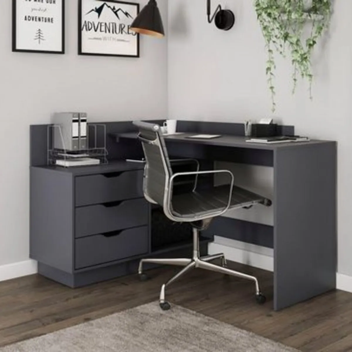 TU MESITA - Escritorio Esquinero Moderno Wilde Negro