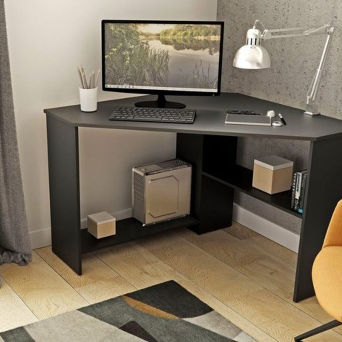 TU MESITA - Escritorio Esquinero Moderno William Negro