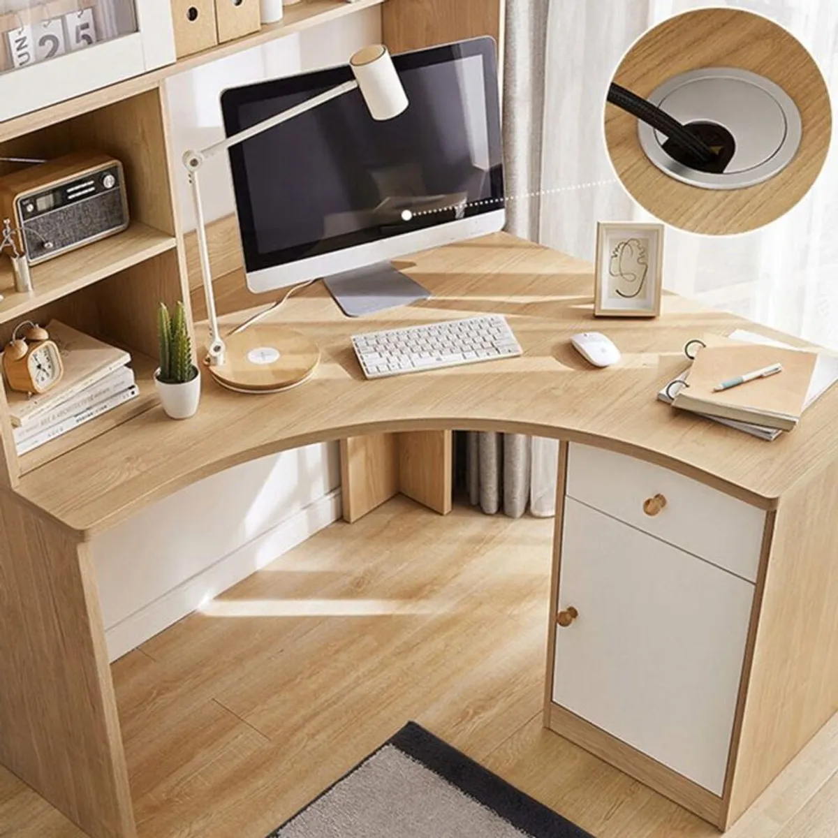 TU MESITA - Escritorio en L Vintage Moderno Kaori Alto 194cm