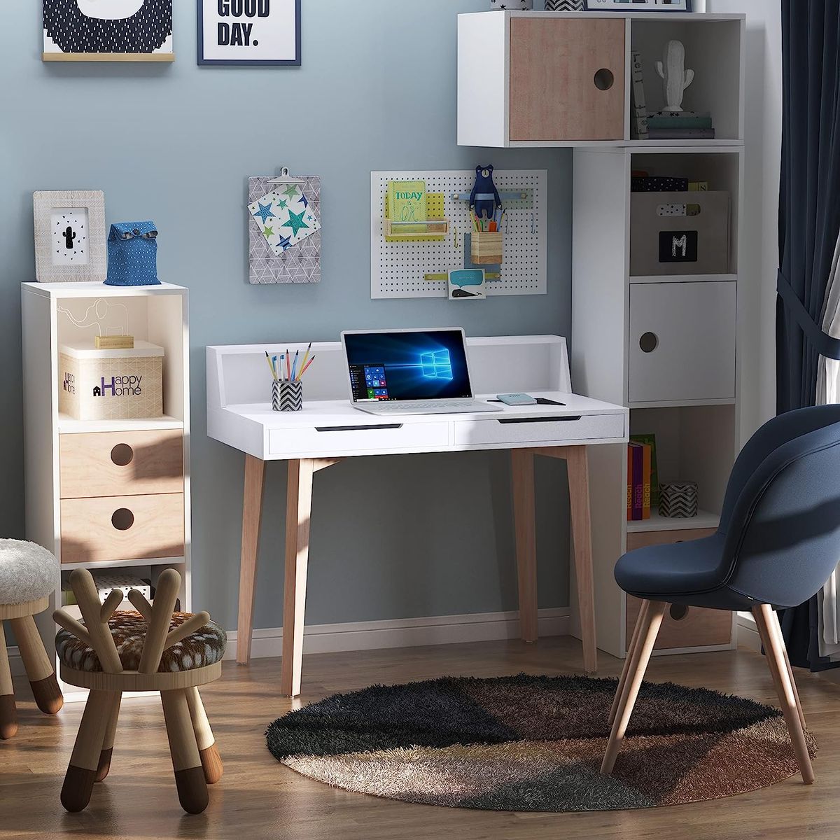 TU MESITA - Escritorio Vintage Arizaga 2 Cajones Blanco