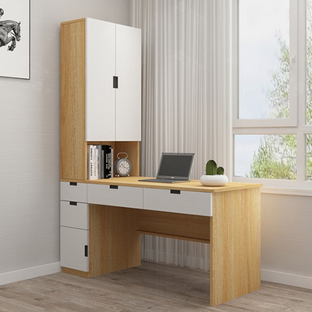 TU MESITA - Escritorio Juvenil con repisas Sonic color DunaBlanco TU MESITA