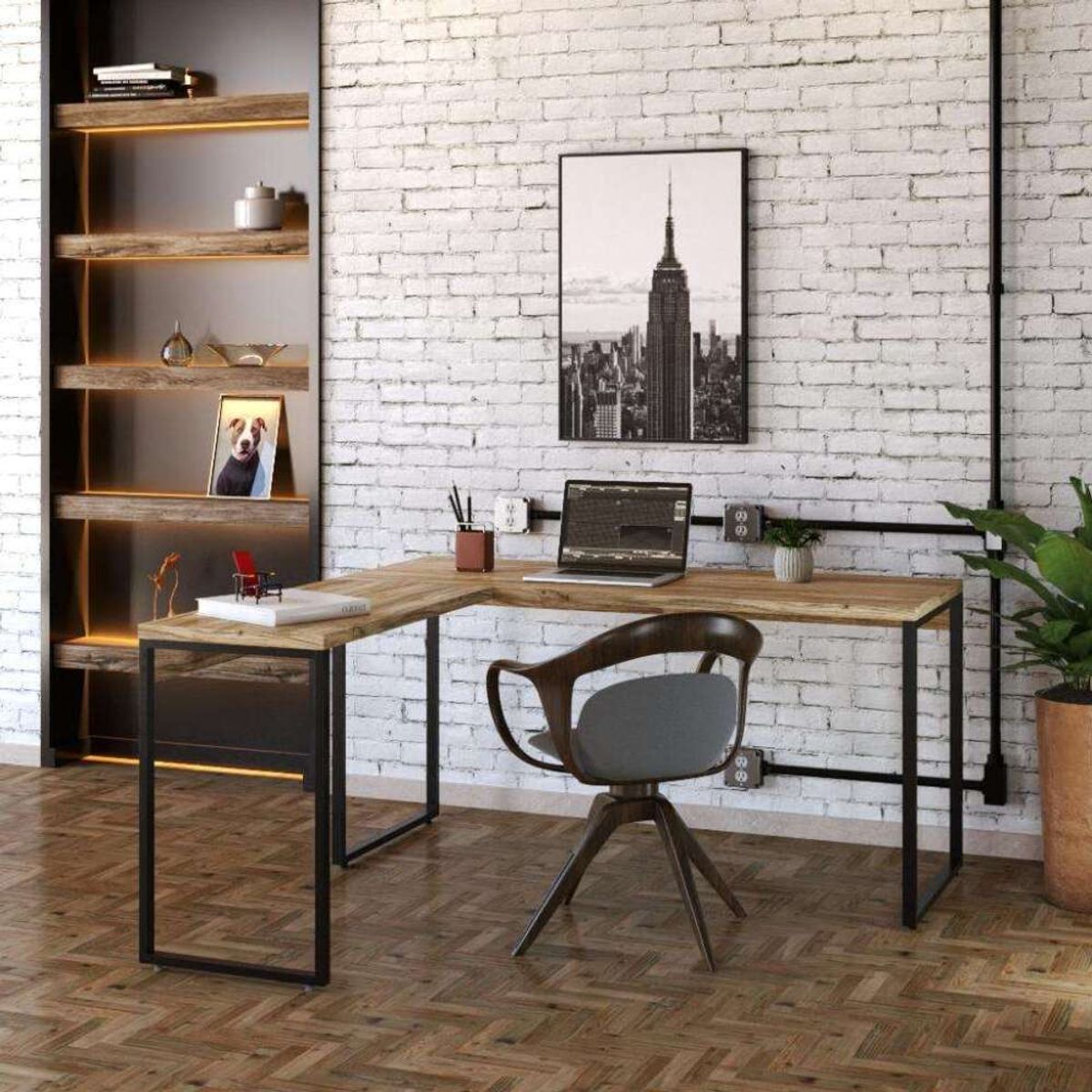 TU MESITA - Escritorio Industrial funcional Kiliam color Macadamia TU MESITA