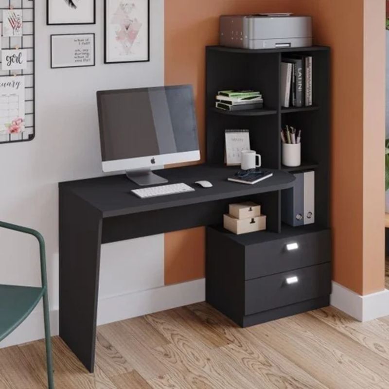 TU MESITA - Escritorio Juvenil 2 caj + repisas removibles Adonai Negro TU MESITA