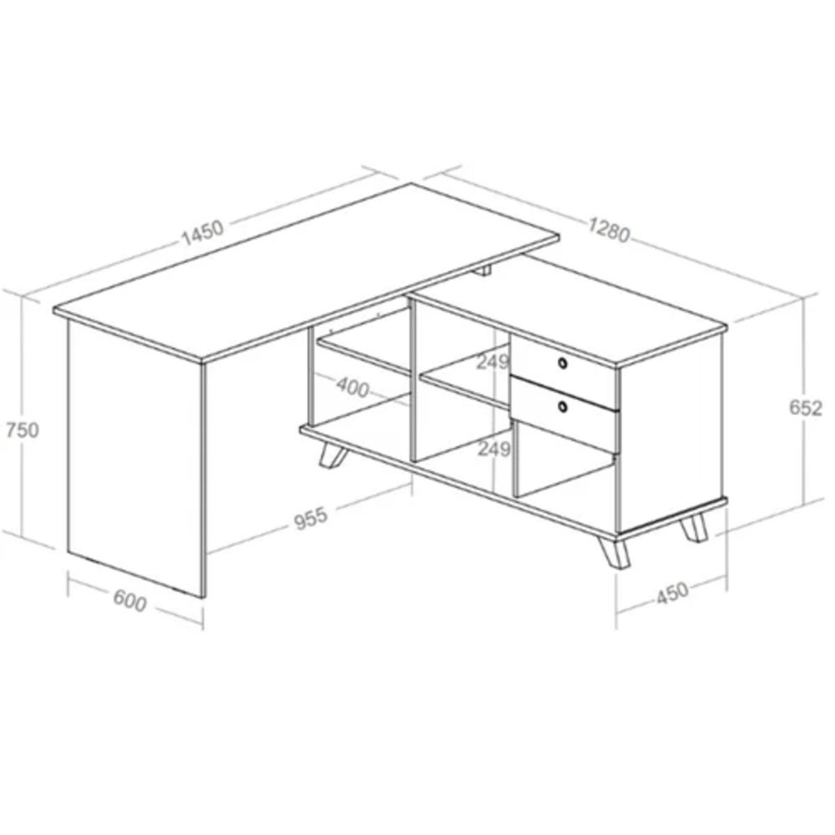 TU MESITA - Escritorio Moderno en L + 2 cajones Alana color BlancoDuna TU MESITA