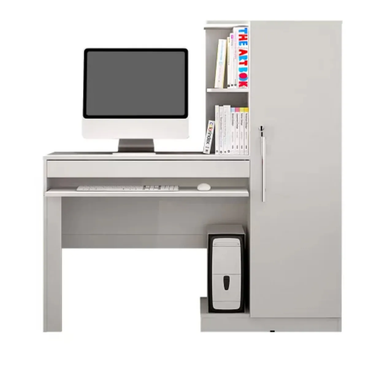 TU MESITA - Escritorio Moderno 1 puerta + repisas Fender color Blanco TU MESITA