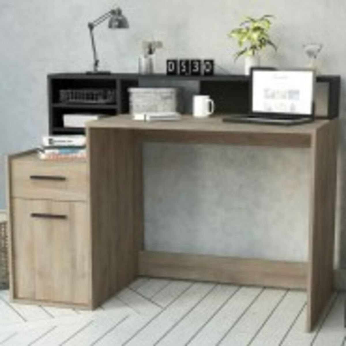 TU MESITA - Escritorio Juvenil 1 puerta1 cajón Gonzalo CenizaNegro TU MESITA