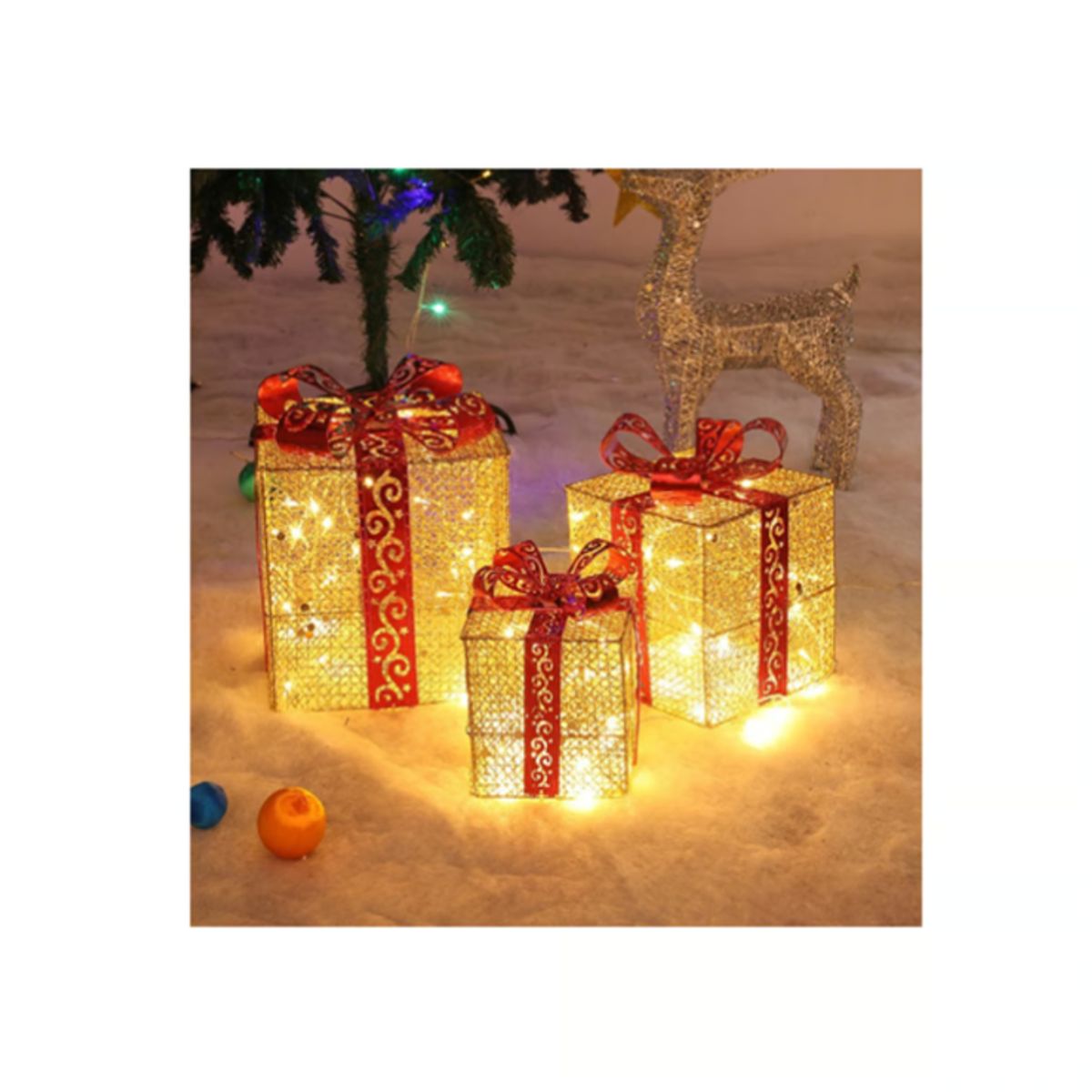 GENERICO - Set de 3 cajas de regalo adorno para navidad