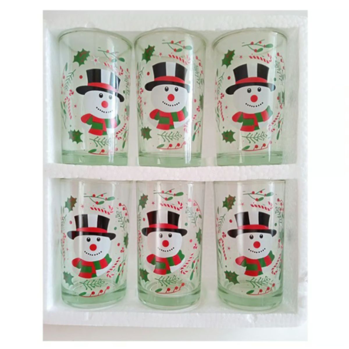 GENERICO - Vaso De Vidrio Navidad Navideño Set x 6 unid