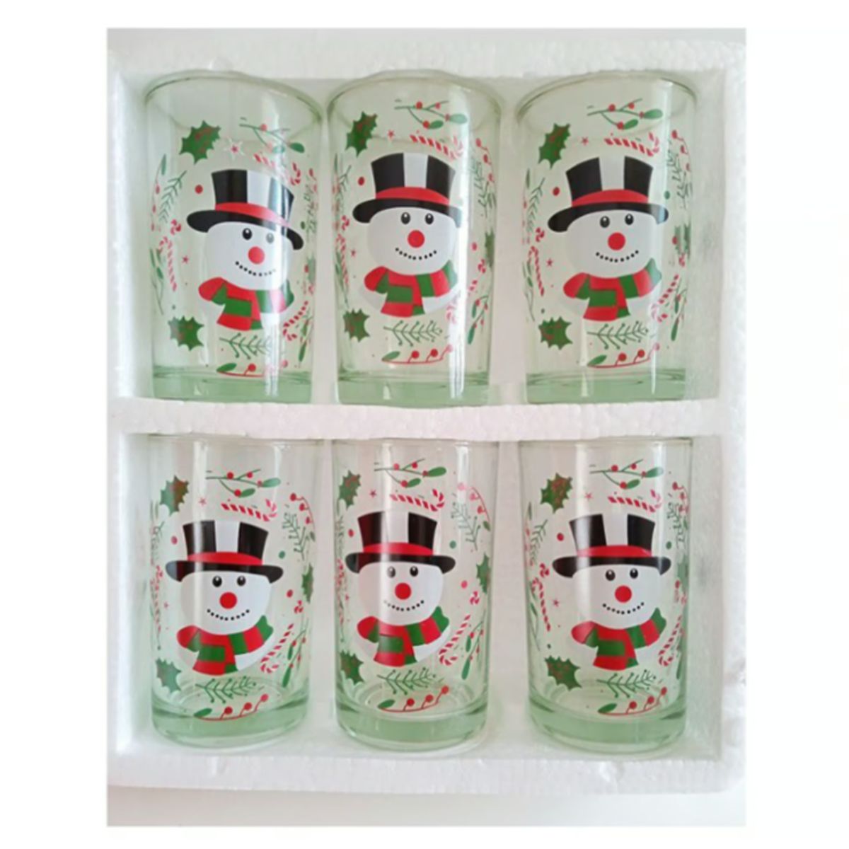 GENERICO - Vaso De Vidrio Navidad Navideño Set x 6 unid