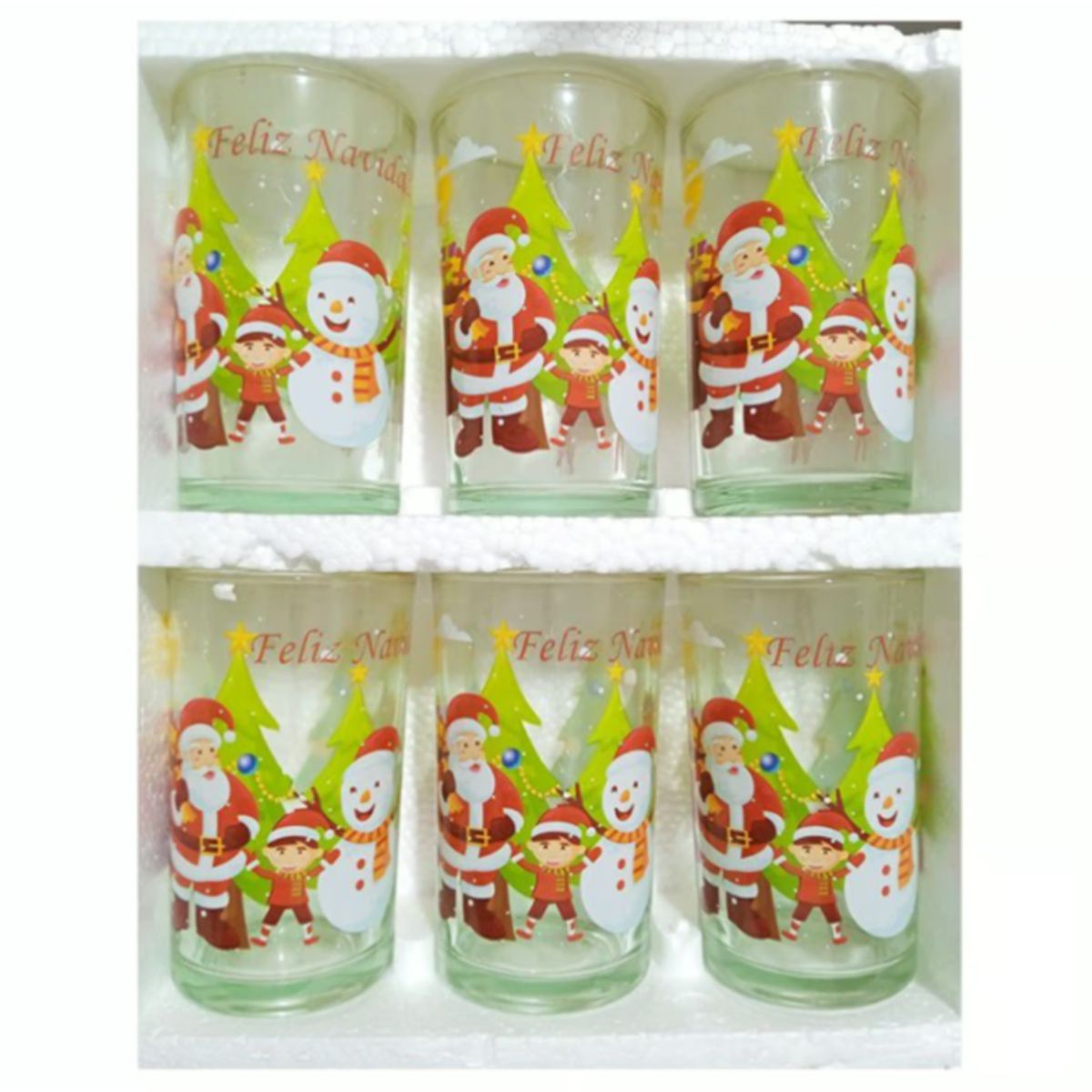 GENERICO - VASO PAPA NOEL NAVIDEÑO  SET X6