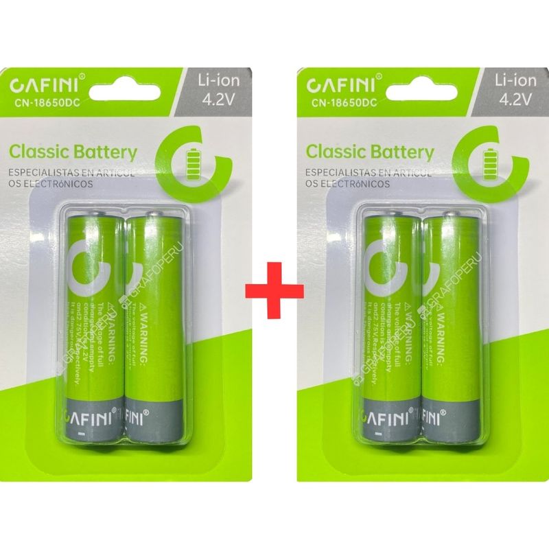 CAFINI - Bateria 18650 Litio Recargable 3.7V 4.2V x 04 Unidades