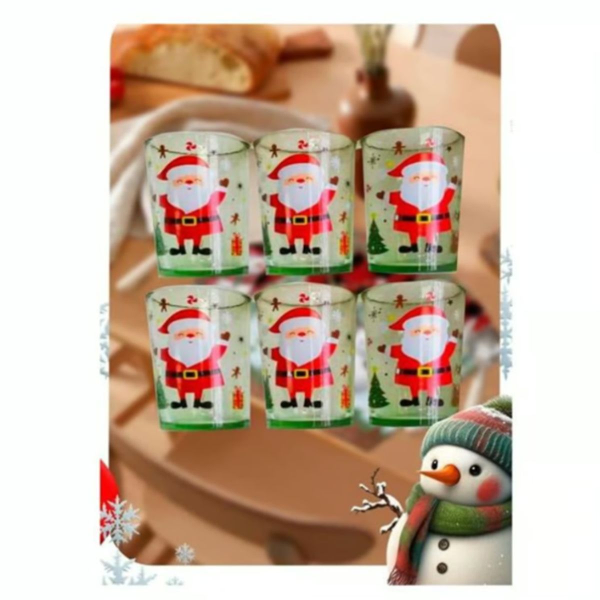 GENERICO - Vaso De Vidrio Navidad Navideño Set x 6 unid