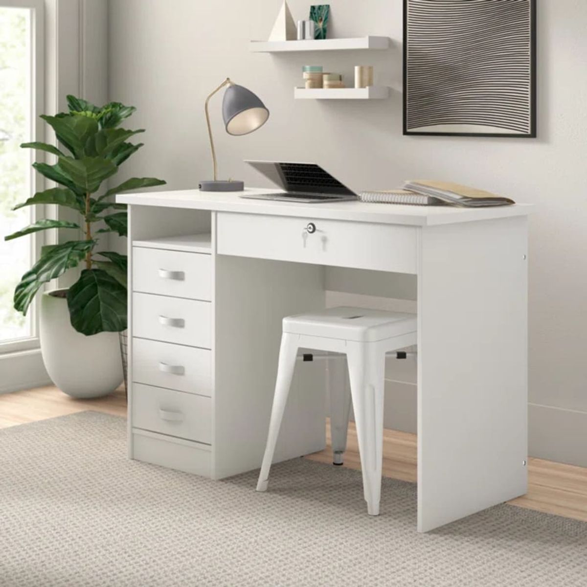 TU MESITA - Escritorio Moderno 4 cajones Max color Blanco TU MESITA