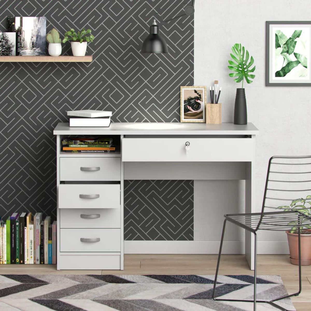 TU MESITA - Escritorio Moderno 4 cajones Max color Blanco TU MESITA