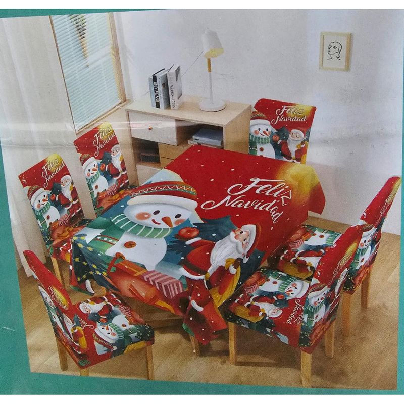 GENERICO - MATEL NAVIDEÑO MUÑECO DE NIEVE + 06 Forros Funda De Silla