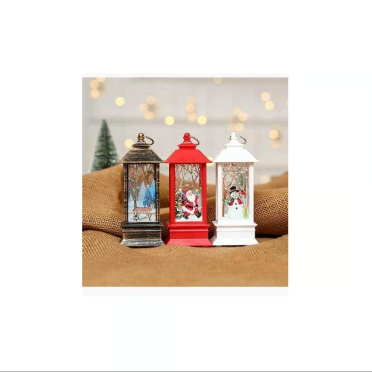 GENERICO - Set de 3 Farolitos navideños con luz led